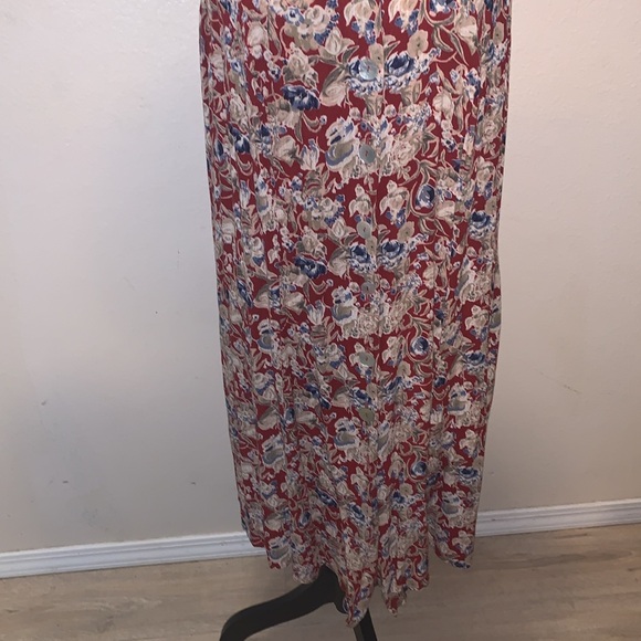 Vintage More Jazz Red Floral Midi Button Down Dress - Picture 4 of 7